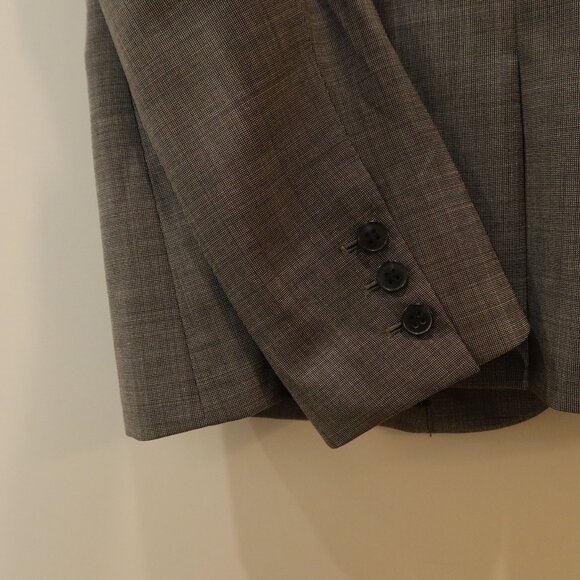 THEORY womens blazer jacket wool black white tweed 12 business office classic - Picture 6 of 10